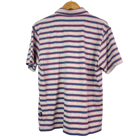 Patagonia Worn Wear Men's Squeaky Clean Rugby Small Striped Peak Pink Polo Shirt - Picture 4 of 16